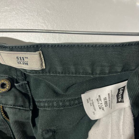 Levi 511 Slim Straight Leg‎ Green 5 Pocket Jean Pants Womans 16 Regular 28x28 - Picture 3 of 8